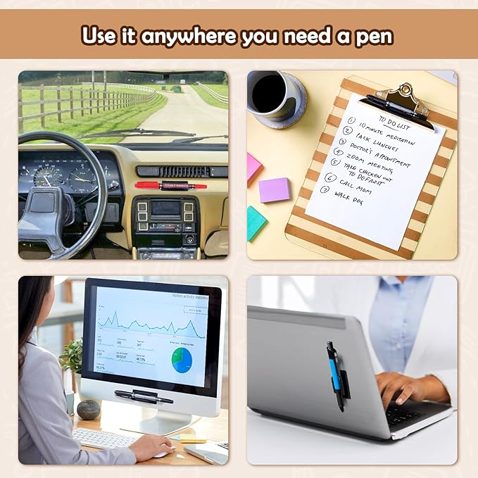 AIERSA Pencil Holder for Desk,20Pcs Pen Holders for Classroom Clipboard Attachment,Silicone Adhesive Pencil Holder for School Student Kids Desk Teacher Office Accessories