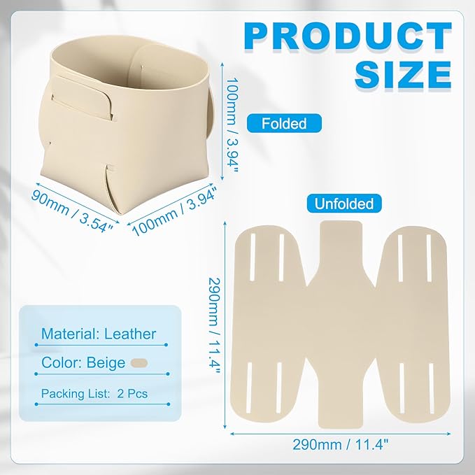 PATIKIL 2Pack Leather Desk Organizer, Leather Pencil Pen Holder Jewelry Valet Tray Hair Accessories Organizer for Bedroom Drawer Office Key Wallet Watch Pen Pencil Glasses, Beige