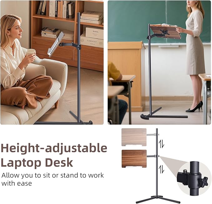 Laptop Stand for Couch, Height Adjustable Laptop Tray Tablet Book Stand for Reading in Bed, Compatible with Ipad Pro 12.9 Inch, Surface Laptop, Ipad Air, iPad mini,MacBook Pro/Air