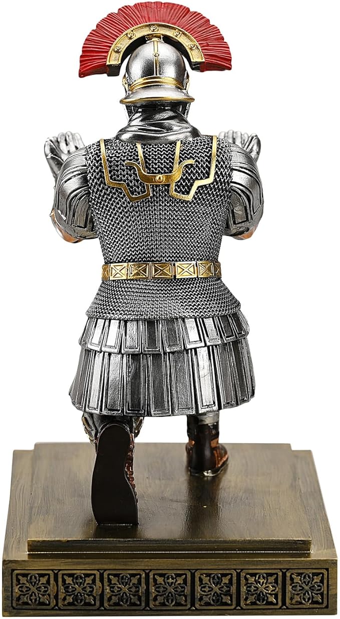 Roman Legion Soldier Knight Pen Holder Pen Stand Desk Organizers and Accessories for Office and Home(Silver)