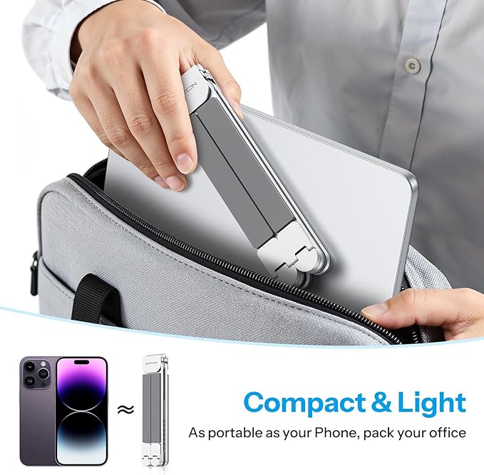 OMOTON Foldable & Portable Laptop Stand for Desk, [Ultra Lightweight] Tablet Stand for Desk and Travel, 6 Level Height Ergonomic Aluminum Computer Holder for 10-16" Laptops