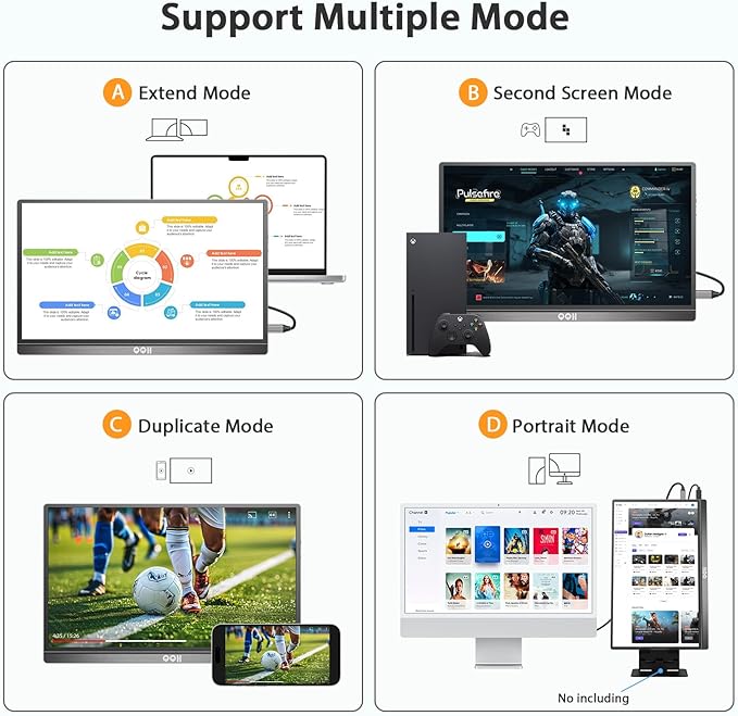 QQH Portable Monitor, 15.6 Inch FHD 1080P USB C HDMI Alloy Travel Screen for Laptop with w/Smart Cover & Built-in Speaker, Plug&Play Ultra Slim Portable Second Monitor for Laptop PC Phone Mac