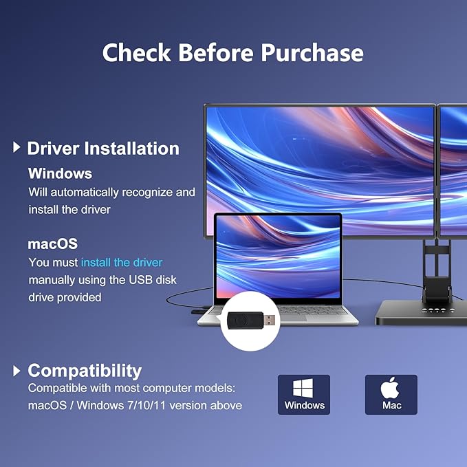 DEPGI 21" Laptop Screen Extender, Freestanding Laptop Screen Extender, 2x21 FHD IPS Extended Monitor Versatile Dual & One-Click Mirror Modes for All 13-17" Laptops (Mac/Windows/M1-M3 Compatible)