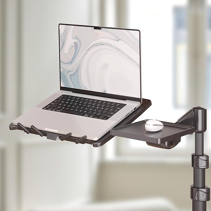 LEVO G2 Deluxe Adjustable Laptop Stand – Rolling Computer Desk & Ergonomic Table for Bed, Sofa, or Office – Portable Mobile Workstation with Tilt – Fits Devices up to 16″ - Charcoal & Black