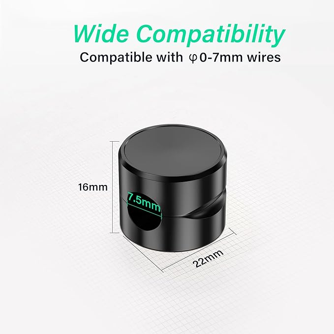 Cable Organizer Clips, 6 Pack Adhesive Cable Management Holders with Double-Sided Tape, Non-Rotating Cord Organizer for Desk, Office, Home to Tidy Charging Cables, Computer Wires (Black)