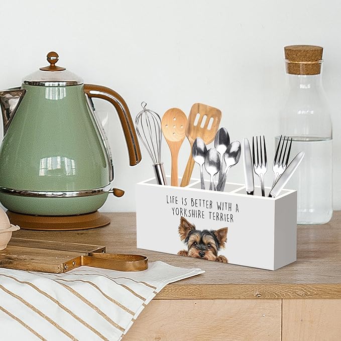 Yorkshire Terrier Gifts Dog Pen Pencil Holder for Desk, Funny Yorkie Dog Gift Office Desk Accessories, Life Is Better with a Yorkshire Terrier Pen Holders Organizer for Women Bathroom Decor