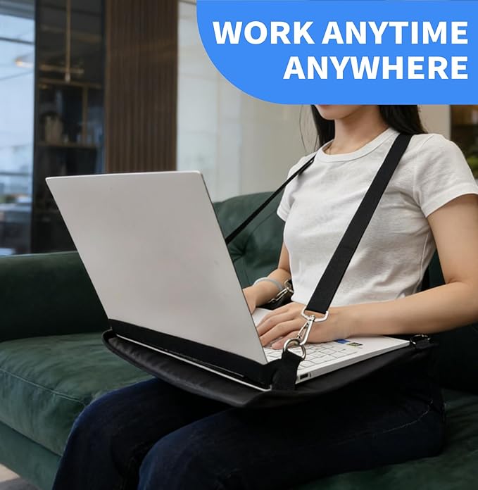 Portable Laptop Harness for Walking,16" Adjustable Wearable Laptop Stand,Secure Walking Laptop Harness Easily fits with Flexible Strap for Tablets E-Readers Notebook Notepad Standing Desk