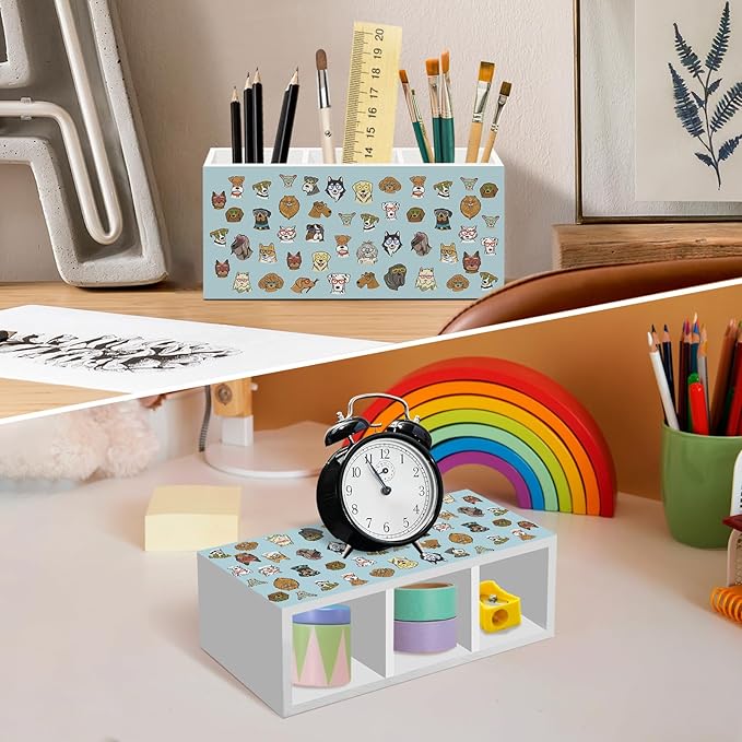 Funny Dog Pen Pencil Holder for Desk, Cute Dogs Office Desk Accessories, Funny Dogs Animal Makeup Brush Toothbrush Holders Organizer for Dog Lovers Women Office Classroom Bathroom