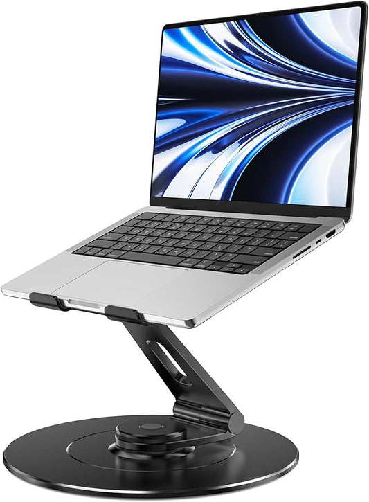 Ultra-Stable Laptop Stand for Desk with Larger Base, Desktop Organizer, Military-Grade Aluminum Anti-Loosening Structure - Height Adjustable Laptop Suitable for 10-17.3 inch