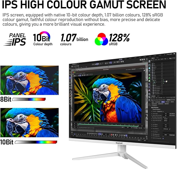 Gawfolk 28 inch UHD 4K Computer Monitor, IPS Ultra HD (3840×2560p) Screen, 3:2, 10Bit, 1.07 Billion Colours, 128% sRGB, Built-in Speakers, 178° Wide Viewing Angle DisplayPort, HDMI, White