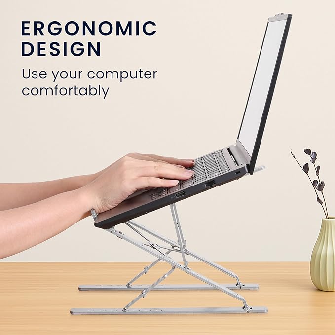kwmobile Laptop Stand - Adjustable Laptop Riser, Holder - Aluminium Portable DJ, Gaming Stand - Foldable Lap Top, Notebook Desk Stands - Folding Computer Accessories