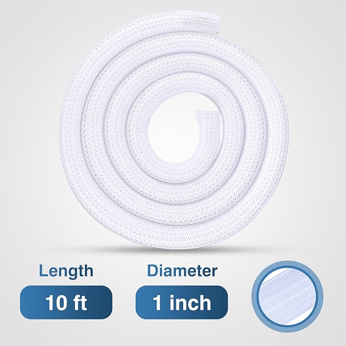 Nilight Cable Sleeve, 10ft-1inch Cord Management Sleeves, Braided Sleeving, Split Self Wrapping Wire Loom for Computer Electrical Automotive Harness Protector Organizer, White