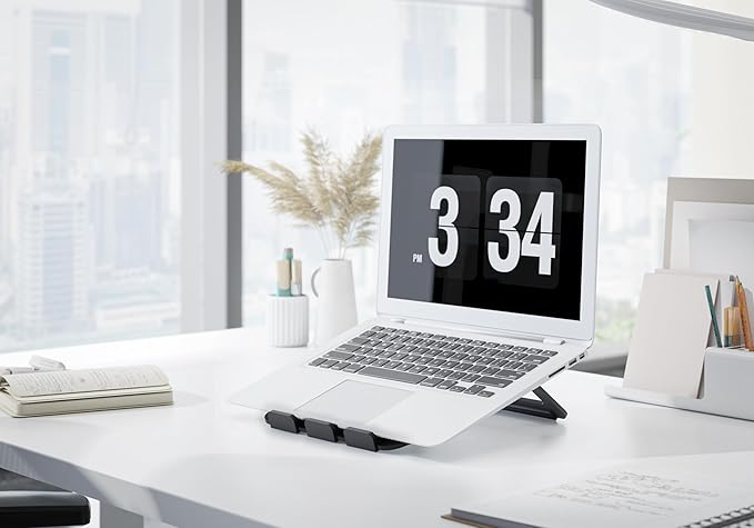 Amazon Basics Aluminum Portable Foldable Laptop Support Stand for Laptops up to 13", Black