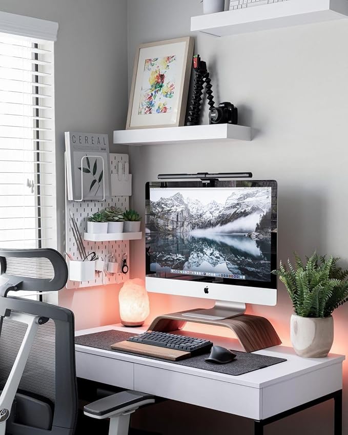 SAMDI Wooden Computer Monitor Stand Save Space Desktop Riser for Computers LCD Monitors Laptop PC iMac Notebook Apple MacBook(Black Walnut)