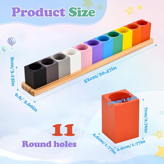 Colorful Pencil Holder, 11 Removable Crayon Organizer for Desk, Pen and Marker Storage for Classroom, Office, Colored Pencils