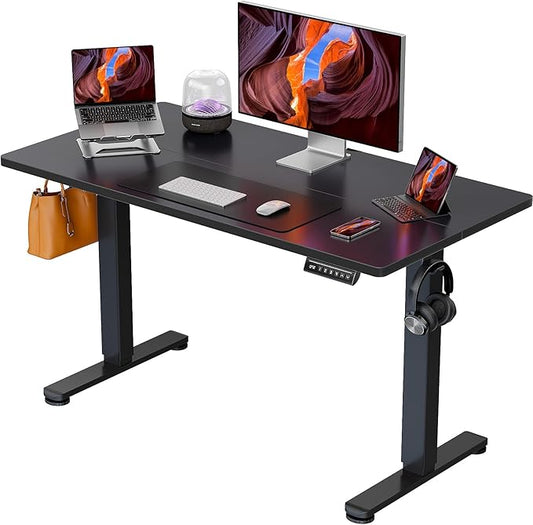 ErGear Electric Standing Desk, 44 x 24 Inches Height Adjustable Stand up Desk, Sit Stand Home Office Desk, with Two-Piece Desktop (Black)