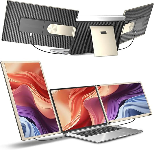 Laptop Screen Extender,15.6" Portable Monitor, FHD 1080P Ultra-Slim Travel Monitor with Speakers, Triple Display Extension, Compatible with 13-17.3" Laptops