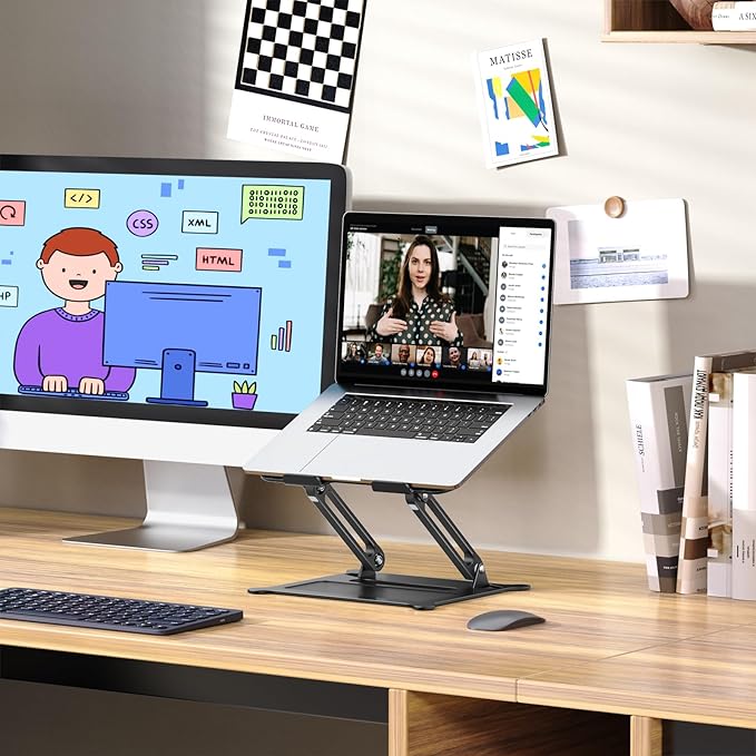 Urmust Laptop Notebook Stand Holder Adjustable Laptop Stand Portable Computer Riser Compatible with MacBook Air Pro HP Dell XPS Lenovo All Laptops 10-15.6"(Black)