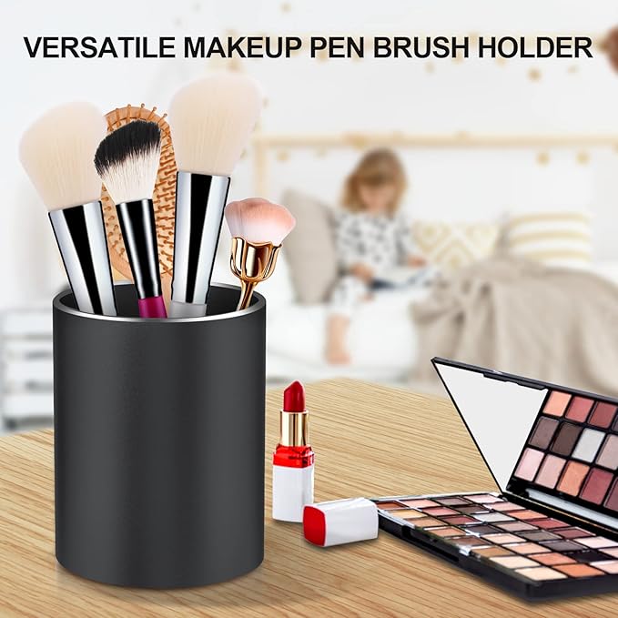 Pen Holder Pencil Holder for Desk, Metal desk pen holder, Makeup Brush Holder, pencil cup, pen organizer for desk, for Office, School, Home, and Kids 3.9×3.14inch (Black)