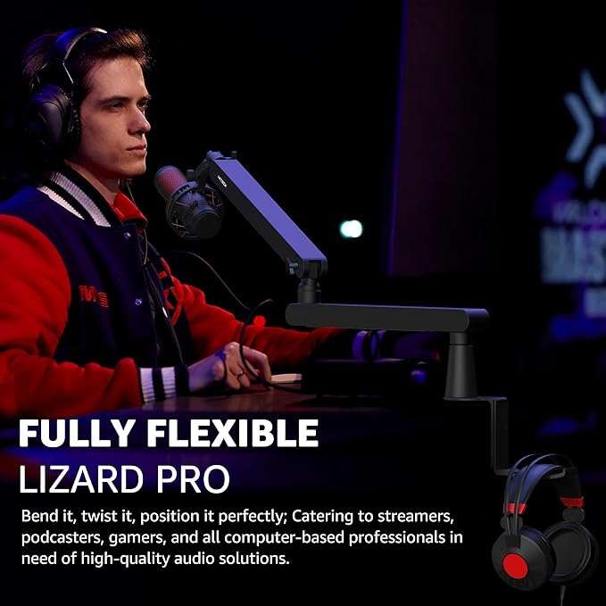 IXTECH Mic Boom Arm Stand LP Microphone Stand Low Profile Microphone Arm Adjustable for Blue Yeti Shure Sm7b Hyperx QuadCast Rode Fifine and At2020 360° Mic Arm for Gaming Podcasting.