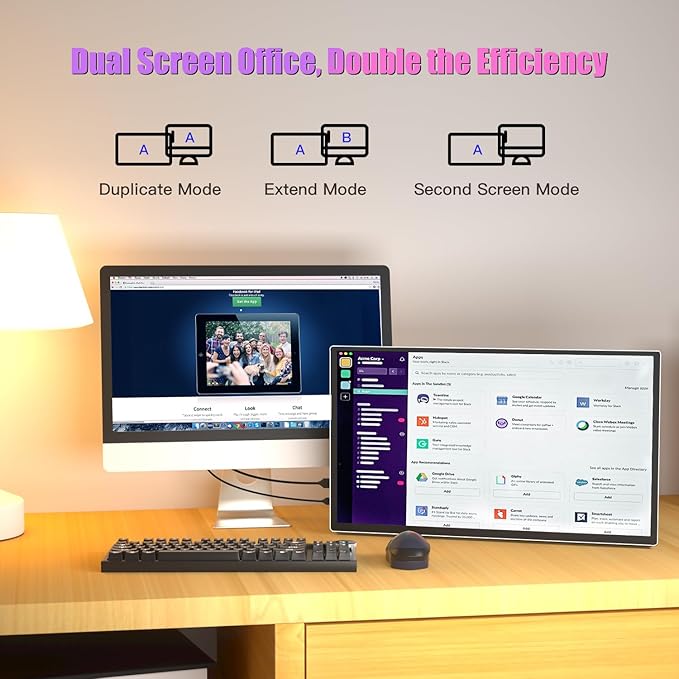 4K 18.5 Inches Portable Monitor Super Thin Portable Display Screen 3840 x 2160 Type-C HDMI HDR Travel External Monitor with VESA Kickstand for PS5 Switch Xbox Laptop Desktop Phone