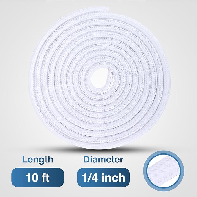 Nilight Cable Sleeve,10ft-1/4inch Cord Management Sleeves, Braided Sleeving, Split Self Wrapping Wire Loom for Computer Electrical Automotive Harness Protector Organizer, White