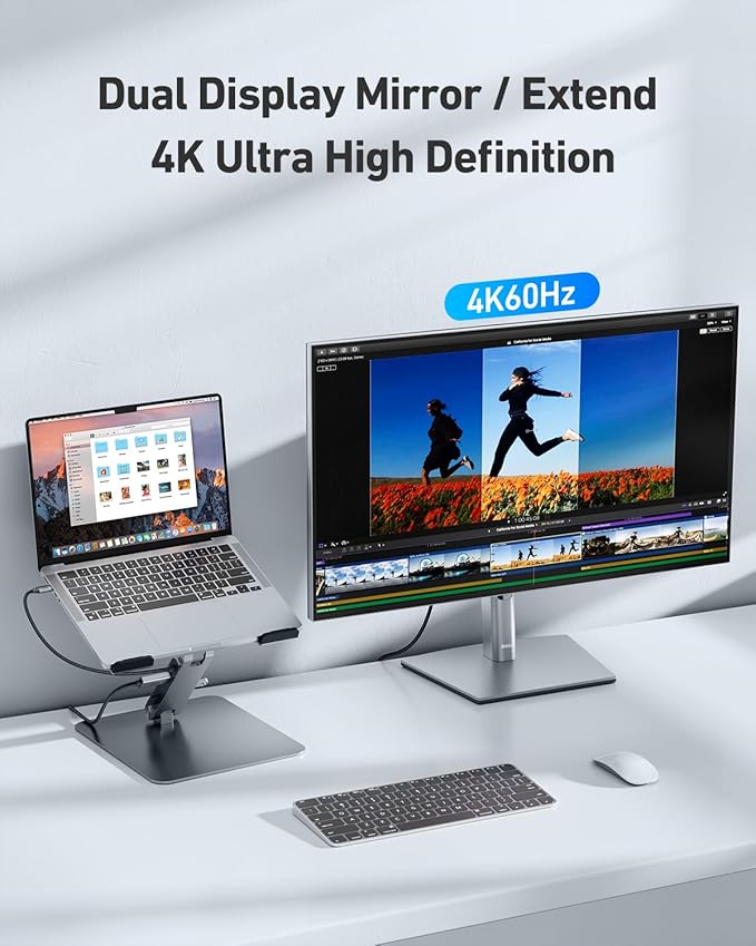BENFEI Laptop Stand with USB C 7in1 Docking Station,HDMI 4K@60Hz,1*SD 1*Micro SD,100W Power Delivery,10Gbps 1*USB C 3.2 and 2*USB A 3.2 Compatible with MacBook Pro/Air, iPad Pro, XPS, Thinkpad
