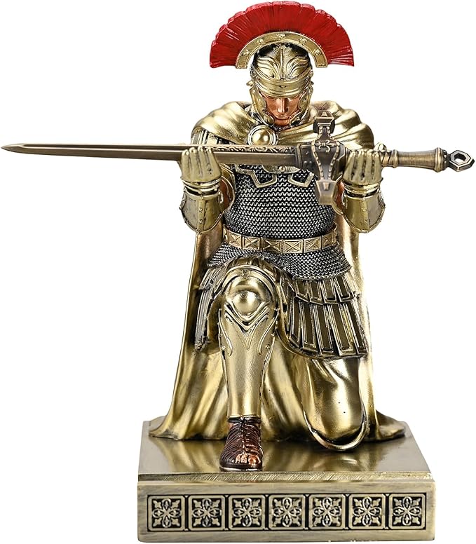 Centurion Cloak Warrior Knight Pen Holder Mobile Phone Stand Desk Organizers and Accessories as Gift for Office and Home (Bronze)