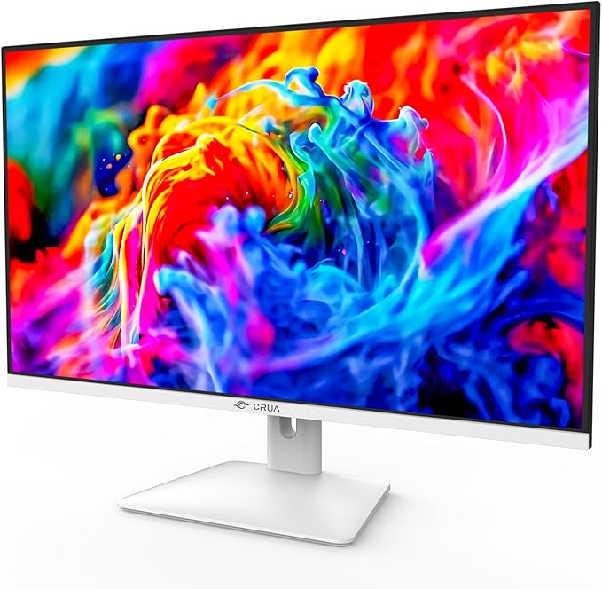 CRUA 32Inch White Monitor, QHD (2560X1440P), 75Hz Computer Monitor, IPS Screen, 120% sRGB, Support AMD FreeSync, Blue Light Filter, HDMI & DP, Built-in Speakers, Wall Mount Installation (75mm*75mm)
