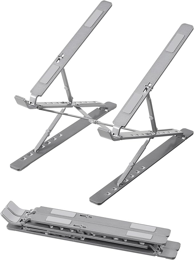 kwmobile Laptop Stand - Adjustable Laptop Riser, Holder - Aluminium Portable DJ, Gaming Stand - Foldable Lap Top, Notebook Desk Stands - Folding Computer Accessories