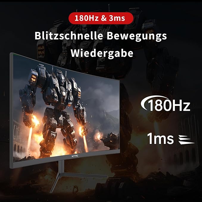 KTC 24 Inch 1500R Curved Gaming Monitor,180Hz 1ms FHD 1080p VA Monitor, Adaptive Sync, 110% sRGB, HDR Support, DisPlayPort/HDMI,Tilt, VESA for Gaming Home Office Business PS5 PC Monitors