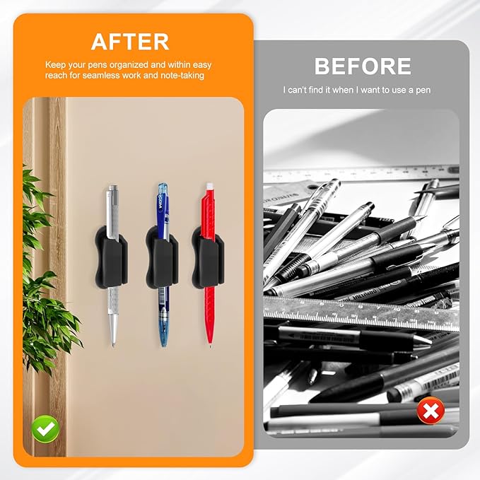 10PCS Adhesive Pencil Holder for Desk - Upgraded Adhesive Pen Holder for Clipboard, Wall, Marker Holders, Teacher Supplies for Classroom kids Desk Accessories