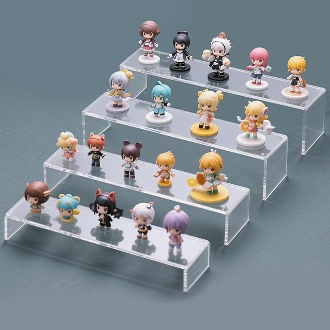 Acrylic Display Riser Stand,8Pcs 12'' Length Tier Display Stands, Thickened to 0.2''(5mm) Acrylic Shelf Risers for Perfume Display,Risers for Buffet Table,Cupcake Stand,Pop Figurines,Tumbler,Food