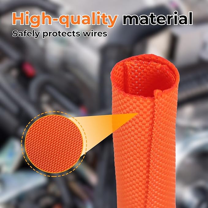 1 inch Split Braided Cable Management Sleeve for USB Cable Power Cord Audio Video Cable, High-Temperature Automotive Harness Wire Loom Cord Protector from Cat Dog Chewing (Green, 10FT)