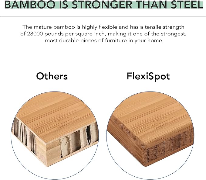 FlexiSpot E6 Bamboo 3-Stage Dual Motor 72 x 30 Electric Standing Desk Sit Stand Up Desk, Holds 220 lbs, Adjustable Height w/ Memory Presets, Solid Bamboo Desktop & White Frame, Ships in 2 Boxes