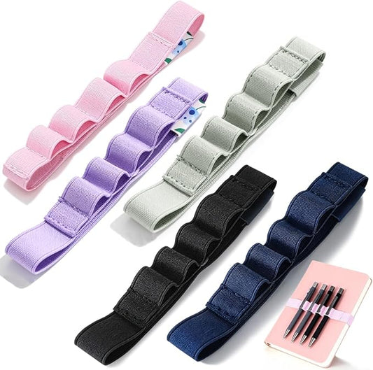 5-Pack Pen Loop Holder, Elastic Pen Loops for Notebook, Journaling, Office, Stretchable Pencil Organizer, Anti-Loss Desk Accessories (MIX)