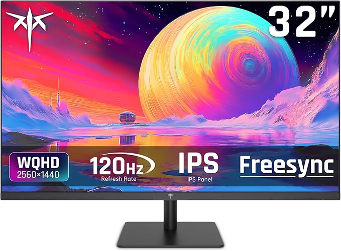 KTC 32 Inch 2K 120Hz Computer Monitor, IPS QHD 2560 x 1440p Monitor with Ultra-Thin Bezels, HDR10, Adaptive Sync, HDMI/Display Ports, Tilt Adjustable, Eyecare, Ideal for Office and Casual Gaming