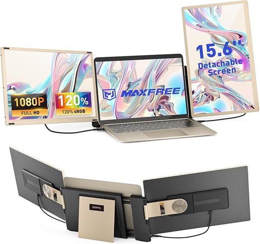 Maxfree S6 Laptop Screen Extender, 15.6'' 1080P Monitor Extender, 11 Display Modes, Plug & Play, Detachable Screen Triple Monitor for Laptop 13"-17.3", Compatible with Mac/Windows/Android/Switch