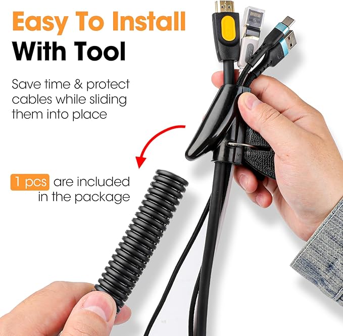 50 FT Wire Loom 1/2 Inch, Split Wire Loom Tubing Wire Conduit, Wire Protector Tubing – Black