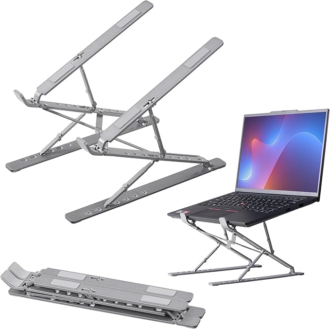 kwmobile Laptop Stand - Adjustable Laptop Riser, Holder - Aluminium Portable DJ, Gaming Stand - Foldable Lap Top, Notebook Desk Stands - Folding Computer Accessories