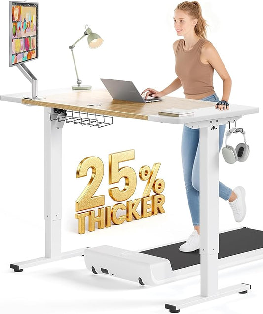 SIAGO Electric Standing Desk Adjustable - 48 x 24 Inch Sit Stand up Desk with 0.8 Inch Thick Tabletop - Adjustable Height Table with 3 Memory Preset, Cable Management for Home Office