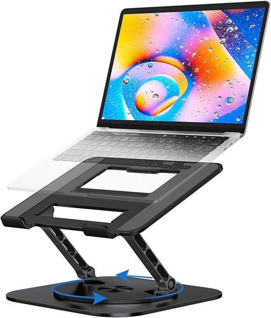 MCHOSE Laptop Stand for Desk, Ergonomic Laptop Riser with 360° Rotating Base, Foldable Notebook Computer Holder Stand Compatible with MacBook Air Pro, Dell XPS, More 10-17" Laptops, Black