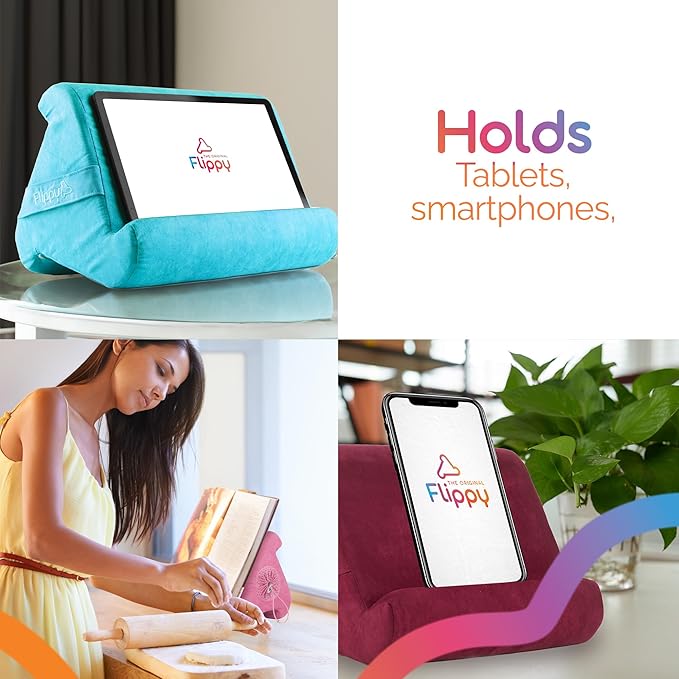 Flippy Original Tablet Pillow Stand & iPad Holder, Gift for Book Lovers & Readers, Multi-Angle Stand with Storage for Lap, Desk & Bed, Compatible with Kindle, Fire, iPad & Samsung, Def Leopard