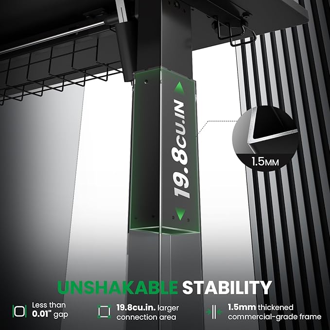 SIAGO Electric Standing Desk Adjustable - 63 x 24 Inch Sit Stand up Desk with 0.8 Inch Thick Tabletop - Adjustable Height Table with 3 Memory Preset, Cable Management for Home Office