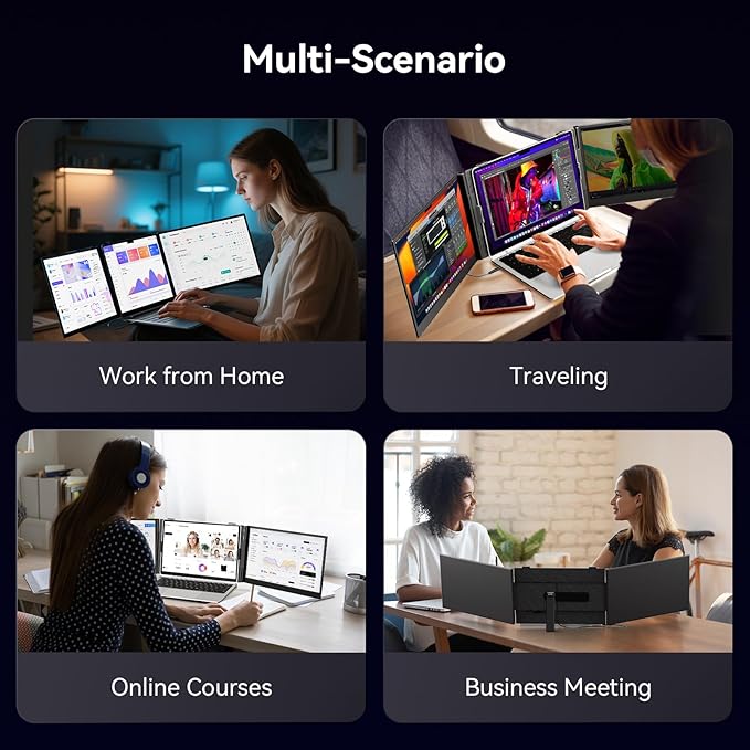 15.3" Laptop Triple Screen Extender Portable, One Cable Connection Laptop Monitor FHD 1080P IPS, Ultra Thin Dual Monitor for 13-17" Laptops, Plug & Play Compatiable with Win/Mac/Chrome/Android/Switch