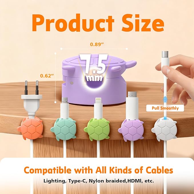 8 Pack Rotatable Cable Clips, Cord Organizer Spring Clip Cord Holder for Nightstand Cable Holders for Cords Charging Cable Organizers Cable Management for Desk Office Car Wall (Multicolor)