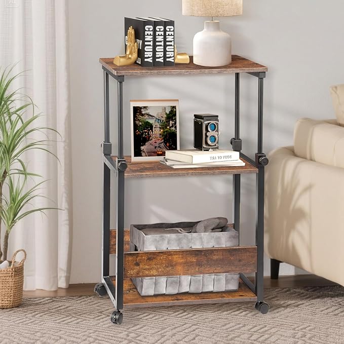 TooCust Height Adjustable Computer Tower Stand, Computer & Machine Carts, PC Tower Stand, Printer Stands with Wheels, 24" W x 12" D x 23"-38" H, Holds Up to 132 lbs (Fits Tower Lower Than 19")