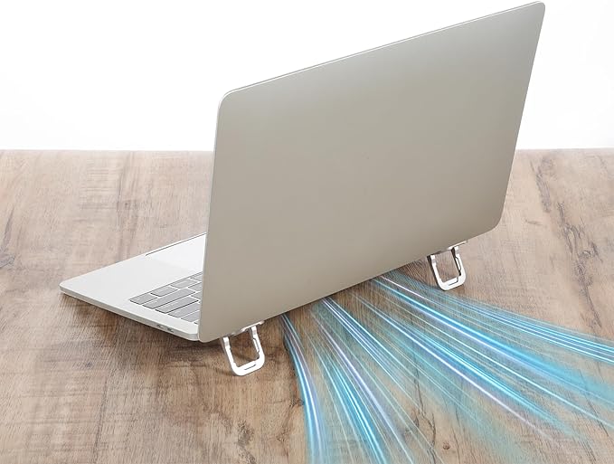 2 Pcs Laptop Legs Zinc Alloy Mini Foldable Laptop Stand Self-Adhesive Laptops Stands with 2 Adjustable Angles Invisible Computer Keyboard Stand Portable Keyboard Riser for Desk Most Keyboards (Silver)