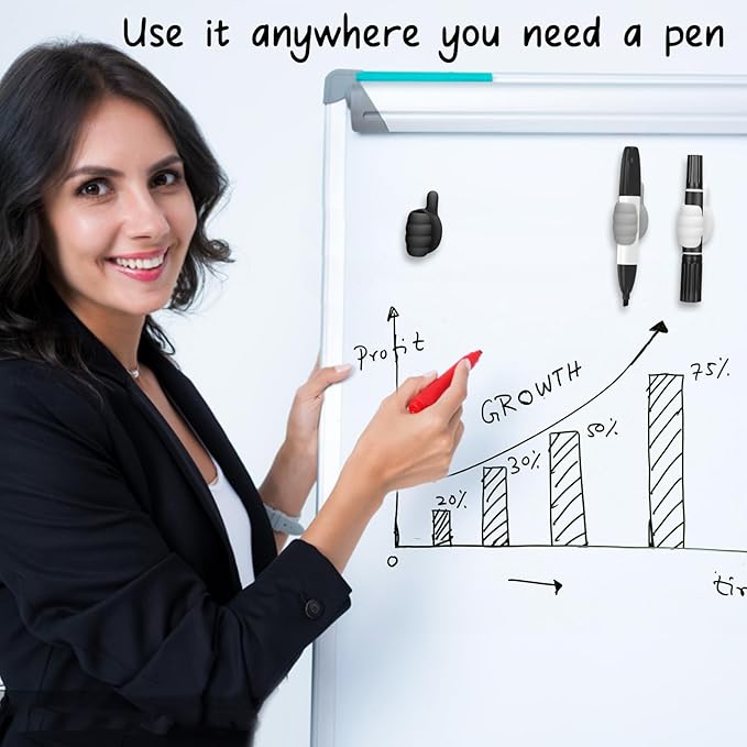 AIERSA Thumb Silicone Marker Holder for Whiteboard, Dry Erase Adhesive Marker Holder, Sticky Marker Clip for Classroom Desk, Clipboard, Lockers, Wall Single Marker Organizer for School Office Supplies