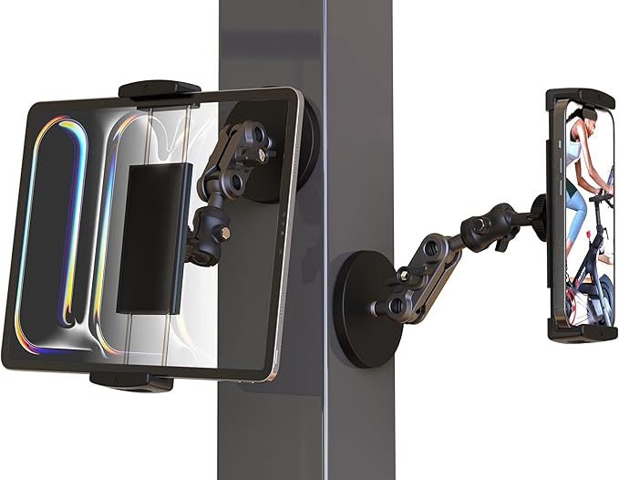 Universal Magnetic Tablet Holder 360°Adjustable 7.7" Aluminum Heavy Duty Arm 3.5" Magnetic Base for Fridge Whiteboard Gym Warehouse Kitchen Fits 4-13" Tablets, Phones